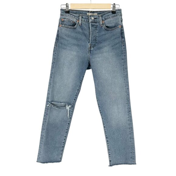Levi's Wedgie Straight Leg Ankle Jeans with Distressed Knee - Picture 1 of 9